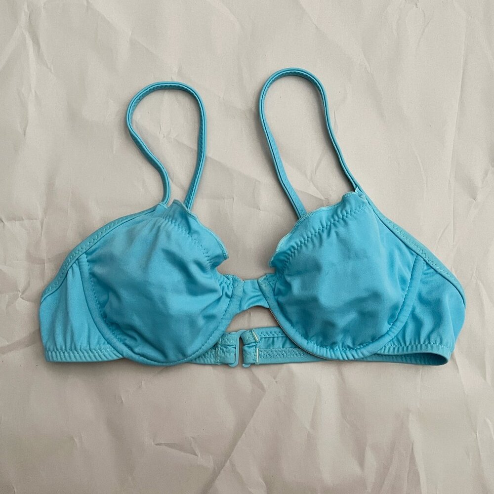 NWOT J.Crew Underwire Bikini Top Sky Blue Made in USA Size 2